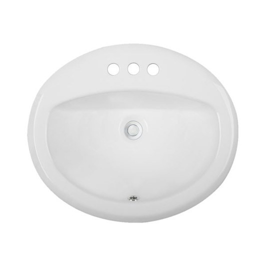 LVT2017W - 20 X 17 Oval Drop-In Top Mount Ceramic Bathroom Sink With Overflow Drain  Lvt2017W Overall: 20 X 17 X 8-1/4 *Drop In | Kunal Kitchens 