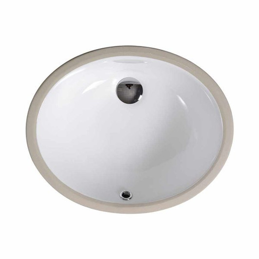 LVU1613W - 16 X 13 Oval Undermount Ceramic Bathroom Sink With Overflow Drain  Lvu1613 Overall: 18 X 15 X 7 Bowl Size: 16 X 13 | Kunal Kitchens 