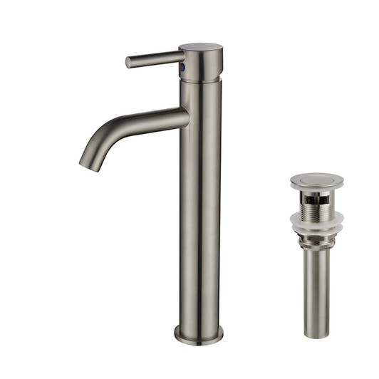 KSB1119BN - Single Handle Bathroom Sink Vessel Faucet with Pop Up Drain  KSB1119 - Brushed Nickel Finish | Kunal Kitchens
