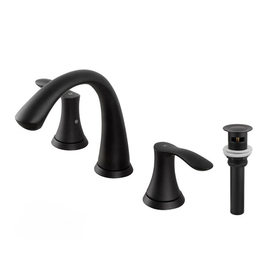 KSB8232MB - Wide Spread Bathroom Sink Faucet with Pop Up Drain  KSB8232 - Matte Black  Finish | Kunal Kitchens