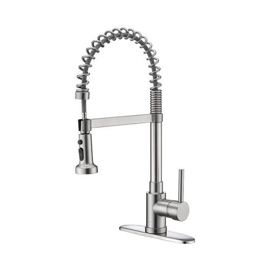 KSK1115BN - Single Handle 21" High Pull-Down Kitchen Faucet with Single HOLE - Brushed Nickel Finish | Kunal Kitchens