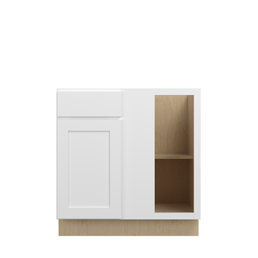 Bedford Ready to Assemble 39 in. W x 34.5 in. H x 24 in. D Plywood Blind Base Corner Cabinet Right in Painted White | Kunal Kitchens
