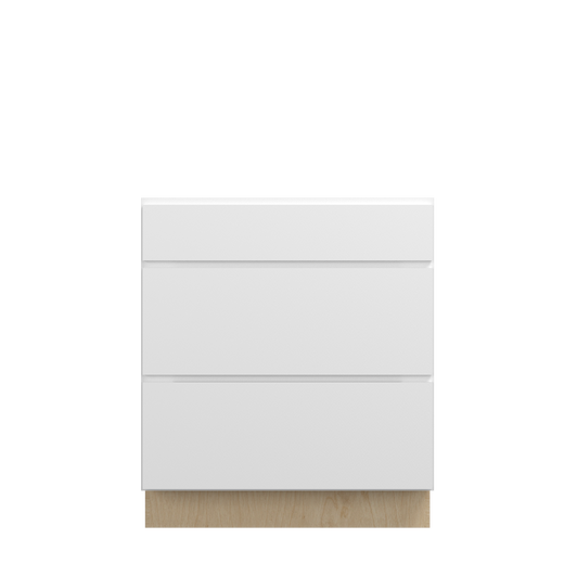 Bedford Ready to Assemble 30 in. W x 34.5 in. H x 24 in. D Plywood Drawer Base Cabinet in Painted White | Kunal Kitchens