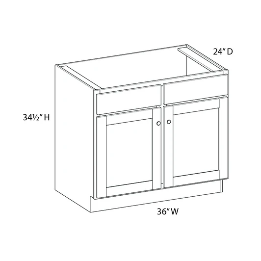 Bedford Ready to Assemble 36 in. W x 34.5 in. H x 24 in. D Plywood Farm Sink Base Cabinet in Painted White | Kunal Kitchens