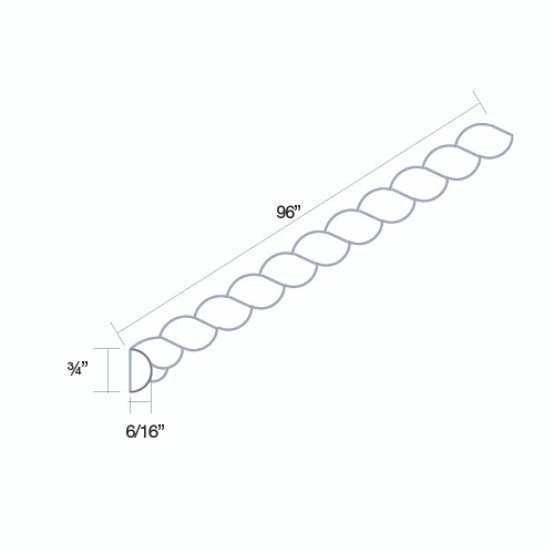 Bedford 96 in. W x 0.75 in. H x 0.37 in. D Rope Molding in Painted White | Kunal Kitchens