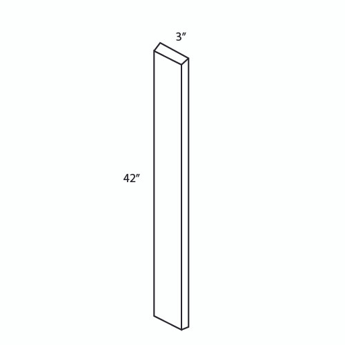 Bedford 3 in. W x 42 in. H x 0.75 in. D Wall Filler in Painted White | Kunal Kitchens