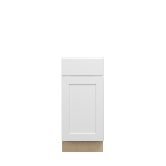 Bedford Ready to Assemble 15 in. W x 34.5 in. H x 24 in. D Plywood Base Cabinet w/(1) Roll-out Tray in Painted White | Kunal Kitchens