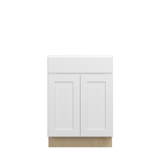 Bedford Ready to Assemble 24 in. W x 34.5 in. H x 24 in. D Plywood Base Cabinet w/(2) Roll-out Trays in Painted White | Kunal Kitchens