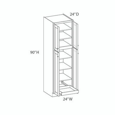 Bedford Ready to Assemble 24 in. W x 90 in. H x 24 in. D Plywood Tall Cabinet w/(1) Roll-out Tray in Painted White | Kunal Kitchens