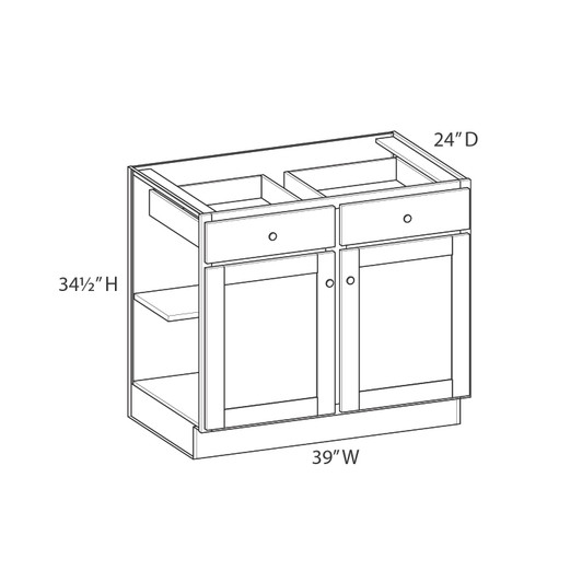 Bedford Assembled 39 in. W x 34.5 in. H x 24 in. D Plywood Base Cabinet in Painted White | Kunal Kitchens