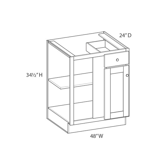 Bedford BLB48/51-R Base Corner Cabinet Blind Right | Kunal Kitchens