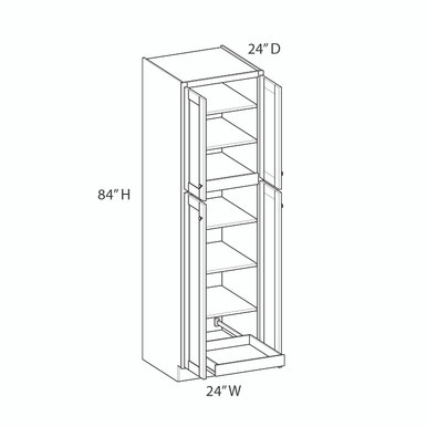 Bedford Assembled 24 in. W x 90 in. H x 24 in. D Plywood Tall Cabinet w/(1) Roll-out Tray in Painted White | Kunal Kitchens