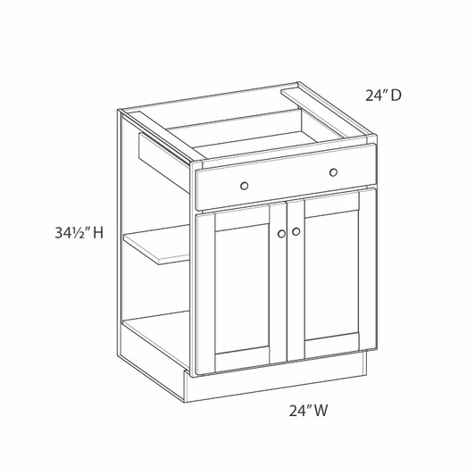 ROCKINGHAM Assembled 24 in. W x 34.5 in. H x 24 in. D Plywood Base Cabinet in Painted Stratus | Kunal Kitchens