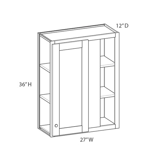 ROCKINGHAM Assembled 27 in. W x 36 in. H x 12 in. D Plywood Blind Wall Corner Cabinet in Painted Stratus | Kunal Kitchens