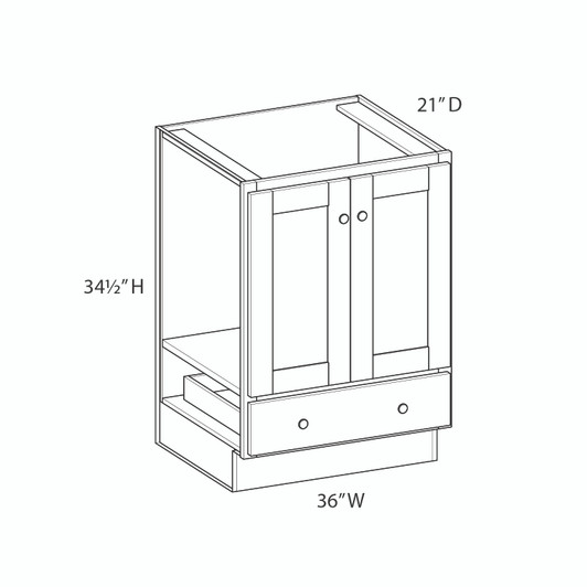 ROCKINGHAM Assembled 36 in. W x 34.5 in. H x 21 in. D Plywood Vanity Cabinet w/Bottom Drawer in Painted Stratus | Kunal Kitchens