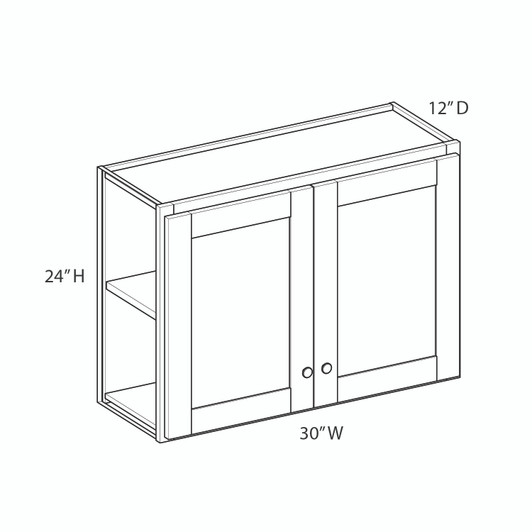 ROCKINGHAM Assembled 30 in. W x 24 in. H x 12 in. D Plywood Wall Cabinet in Painted Stratus | Kunal Kitchens