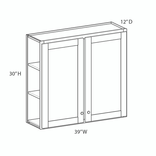 ROCKINGHAM Assembled 39 in. W x 36 in. H x 12 in. D Plywood Wall Cabinet in Painted Stratus | Kunal Kitchens