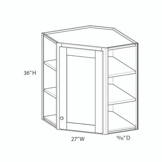 JAMESTOWN Ready to Assemble 27 in. W x 36 in. H x 15 in. D Plywood Diagonal Corner Wall Cabinet in Espresso | Kunal Kitchens