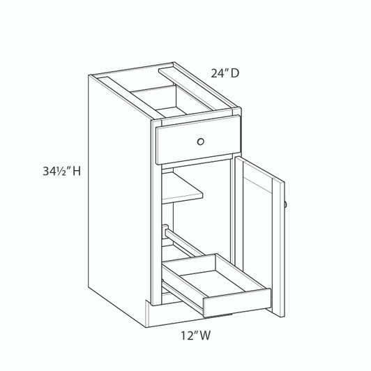 JAMESTOWN Assembled 12 in. W x 34.5 in. H x 24 in. D Plywood Base Cabinet w/(1) Roll-out Tray in Espresso | Kunal Kitchens
