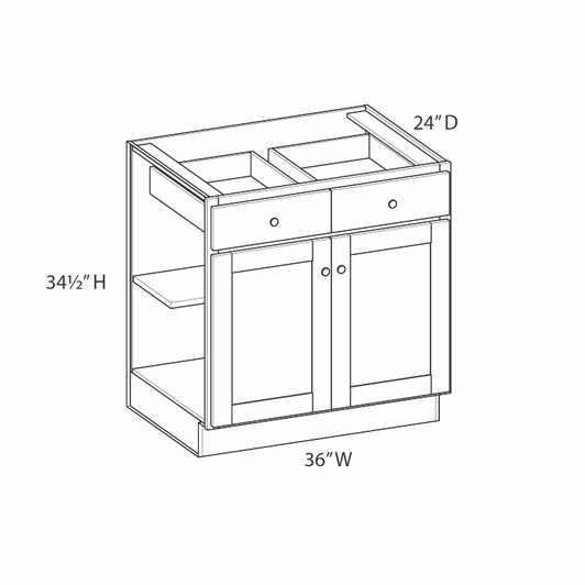 NORFOLK Assembled 36 in. W x 34.5 in. H x 24 in. D Plywood Base Cabinet in Painted White | Kunal Kitchens