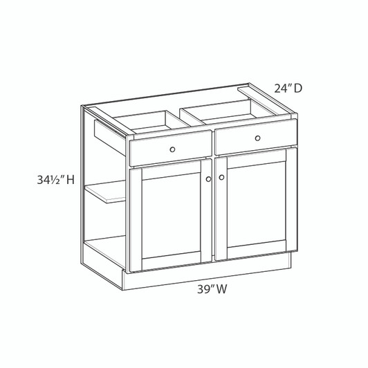 NORFOLK Assembled 39 in. W x 34.5 in. H x 24 in. D Plywood Base Cabinet in Painted White | Kunal Kitchens