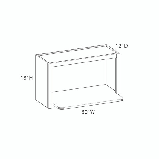 NORFOLK Assembled 30 in. W x 18 in. H x 12 in. D Plywood Wall Microwave Cabinet w/Shelf in Painted White | Kunal Kitchens
