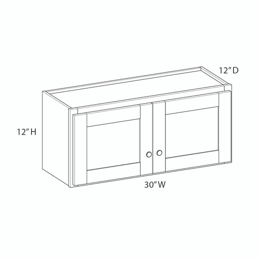 NORFOLK Assembled 30 in. W x 12 in. H x 12 in. D Plywood Wall Cabinet in Painted White | Kunal Kitchens