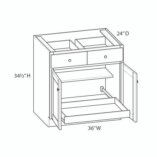NORFOLK Ready to Assemble 36 in. W x 34.5 in. H x 24 in. D Plywood Base Cabinet w/(1) Roll-out Tray in Painted White | Kunal Kitchens
