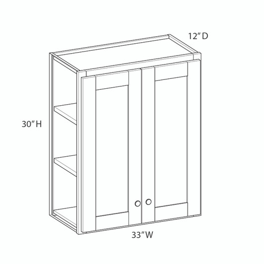 NORFOLK Ready to Assemble 33 in. W x 30 in. H x 12 in. D Plywood Wall Cabinet in Painted White | Kunal Kitchens