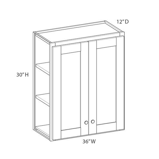 ROCKINGHAM Ready to Assemble 36 in. W x 30 in. H x 12 in. D Plywood Wall Cabinet in Painted Stratus | Kunal Kitchens