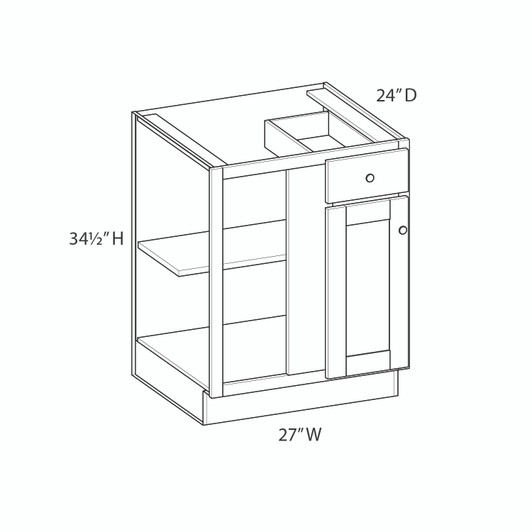 BELLE HAVEN Assembled 27 in. W x 34.5 in. H x 24 in. D Plywood Blind Base Corner Cabinet Left in Driftwood | Kunal Kitchens