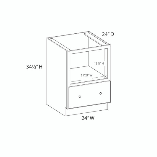 BELLE HAVEN Assembled 24 in. W x 34.5 in. H x 24 in. D Plywood Base Microwave Cabinet in Driftwood | Kunal Kitchens