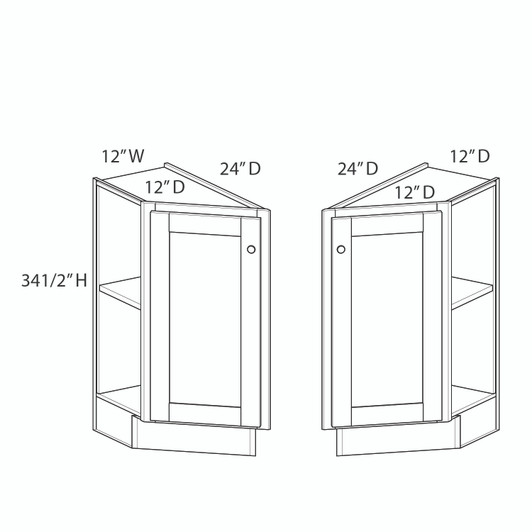 BELLE HAVEN Assembled 12 in. W x 34.5 in. H x 24 in. D Plywood Base Transitional Cabinet Left in Driftwood | Kunal Kitchens