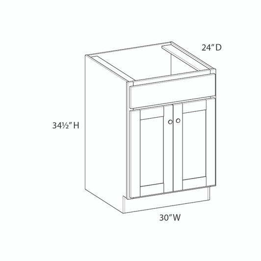 BELLE HAVEN Assembled 30 in. W x 34.5 in. H x 24 in. D Plywood Sink Base Cabinet in Driftwood | Kunal Kitchens