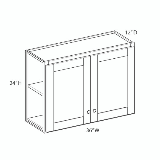 BELLE HAVEN Assembled 36 in. W x 24 in. H x 12 in. D Plywood Wall Cabinet in Driftwood | Kunal Kitchens