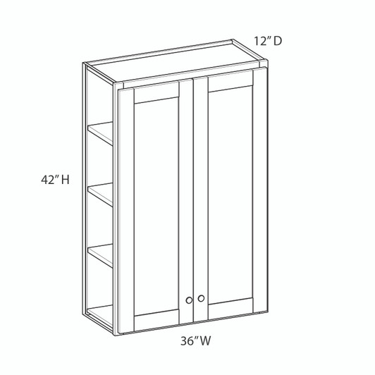 BELLE HAVEN Assembled 36 in. W x 42 in. H x 12 in. D Plywood Wall Cabinet in Driftwood | Kunal Kitchens