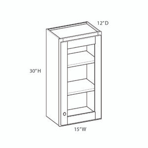 BELLE HAVEN Assembled 15 in. W x 30 in. H x 12 in. D Plywood Frosted Glass Door Wall Cabinet in Driftwood | Kunal Kitchens