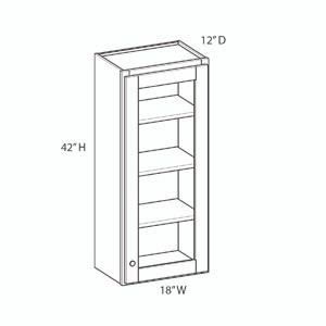 BELLE HAVEN Assembled 18 in. W x 42 in. H x 12 in. D Plywood Frosted Glass Door Wall Cabinet in Driftwood | Kunal Kitchens