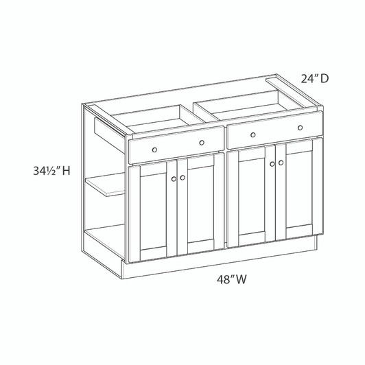 BELLE HAVEN Ready to Assemble 48 in. W x 34.5 in. H x 24 in. D Plywood Base Cabinet in Driftwood | Kunal Kitchens