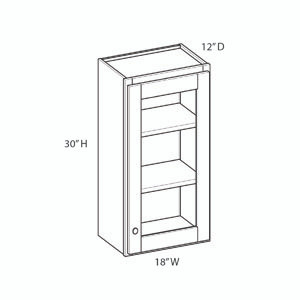 BELLE HAVEN Ready to Assemble 18 in. W x 30 in. H x 12 in. D Plywood Glass Door Wall Cabinet w/ Finished Interior in Driftwood | Kunal Kitchens