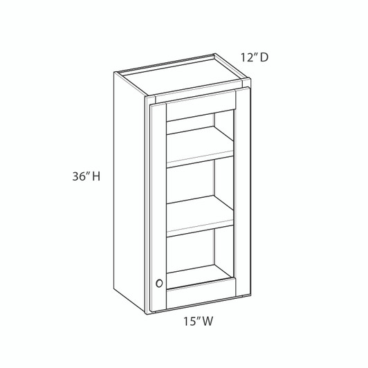 BELLE HAVEN Ready to Assemble 15 in. W x 36 in. H x 12 in. D Plywood Frosted Glass Door Wall Cabinet in Driftwood | Kunal Kitchens