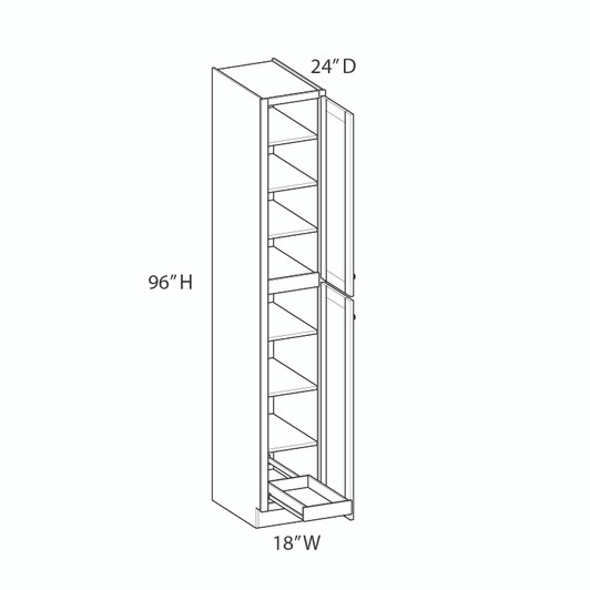 BELLE HAVEN Ready to Assemble 18 in. W x 96 in. H x 24 in. D Plywood Tall Cabinet w/(1) Roll-out Tray in Driftwood | Kunal Kitchens