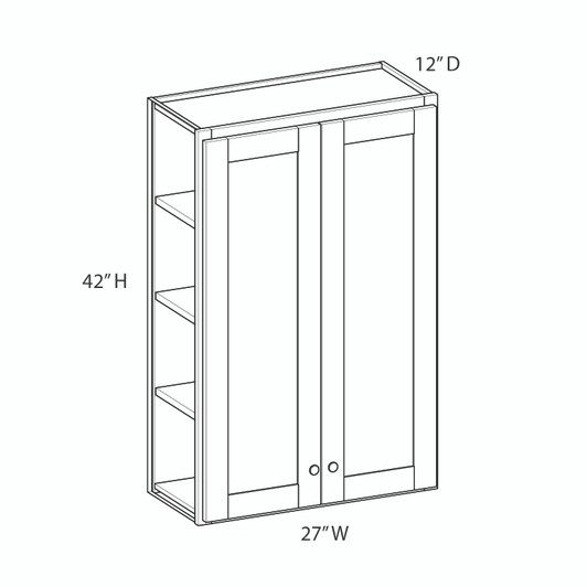 BELLE HAVEN Ready to Assemble 27 in. W x 42 in. H x 12 in. D Plywood Wall Cabinet in Driftwood | Kunal Kitchens