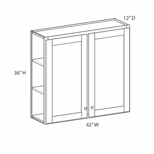 BELLE HAVEN Ready to Assemble 42 in. W x 36 in. H x 12 in. D Plywood Wall Cabinet in Driftwood | Kunal Kitchens