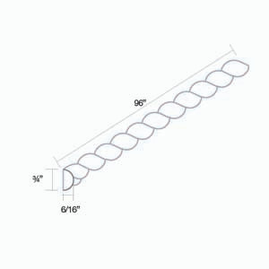 GLOUCESTER 96 in. W x 0.75 in. H x 0.37 in. D Rope Molding in Toffee | Kunal Kitchens