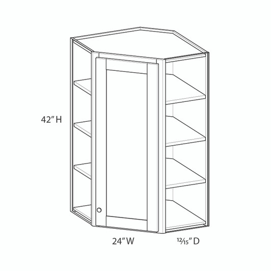 GLOUCESTER Assembled 24 in. W x 42 in. H x 12 in. D Plywood Diagonal Corner Wall Cabinet in Toffee | Kunal Kitchens