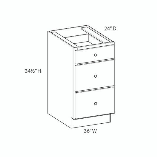 GLOUCESTER Ready to Assemble 36 in. W x 34.5 in. H x 24 in. D Plywood Drawer Base Cabinet in Toffee | Kunal Kitchens