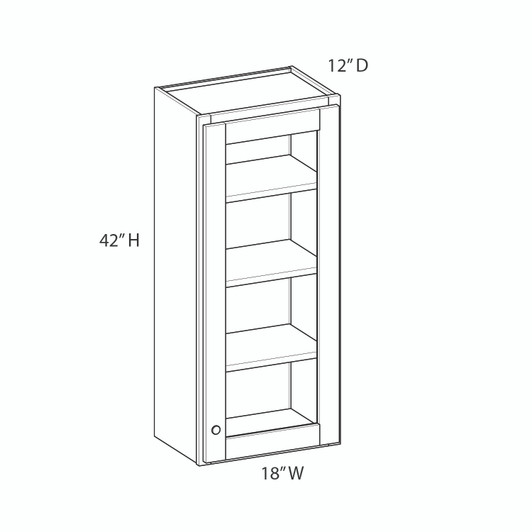 GLOUCESTER Ready to Assemble 18 in. W x 42 in. H x 12 in. D Plywood Glass Door Wall Cabinet w/ Finished Interior in Toffee | Kunal Kitchens