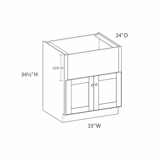DAMASCUS Assembled 33 in. W x 34.5 in. H x 24 in. D Plywood Farm Sink Base Cabinet in French Vanilla | Kunal Kitchens