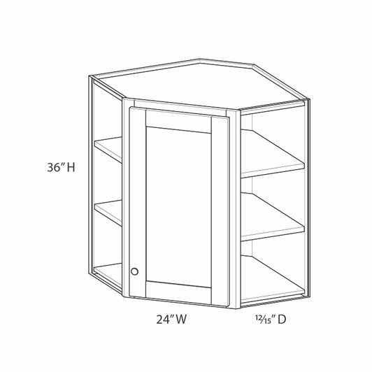 DAMASCUS Assembled 24 in. W x 36 in. H x 12 in. D Plywood Diagonal Corner Wall Cabinet in French Vanilla | Kunal Kitchens